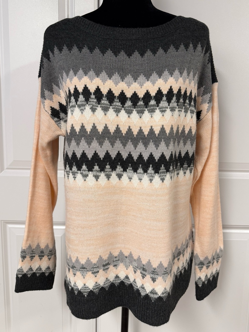 NY&C Zigzag Striped Boat Neck Sweater